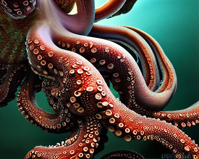 Prompt: hyperrealism photography in araki nobuyoshi dramatic scene from movie the big lebowski style computer simulation visualisation of detailed octopus riding eating human in the detailed ukrainian village in rendered in mandelbulb 4 d