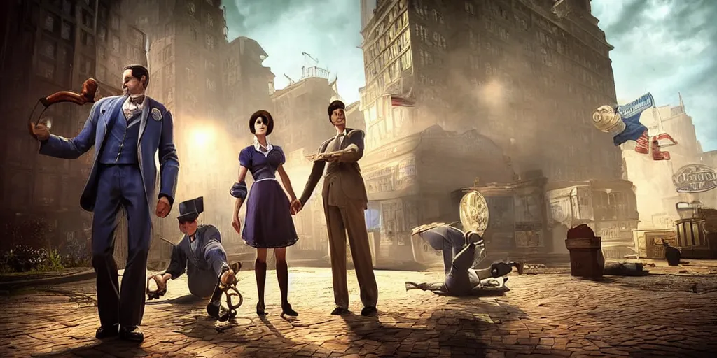 The characters from the game Bioshock Infinite in real, Stable Diffusion