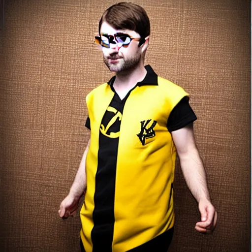 Image similar to banana costume, looking like daniel radcliffe, ultra details, photo realistic