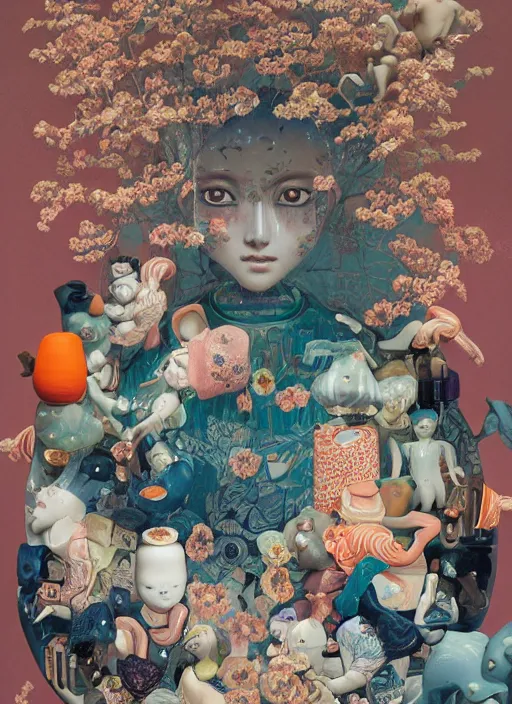 Prompt: a surreal contemporary ceramic sculpture by victo ngai and hikari shimoda