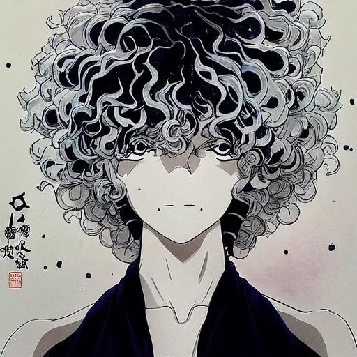 Image similar to portrait of Tatsumaki drawn by Yusuke Murata in the space with nebulae, realistic painting, high definition, digital art, matte painting, very detailed, realistic