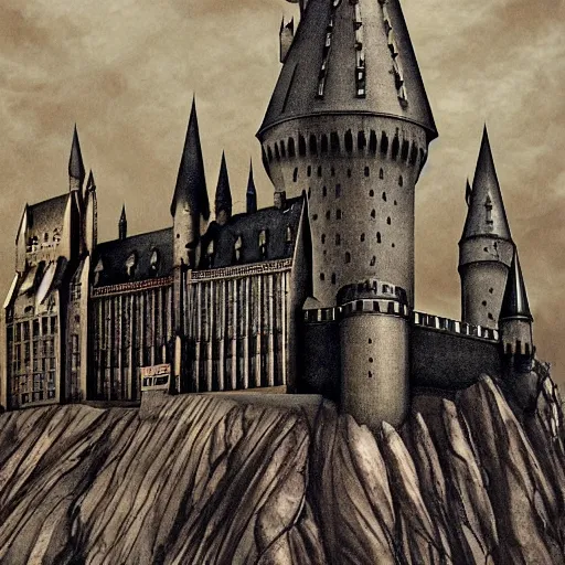 Image similar to Hogwarts after the battle of Hogwarts