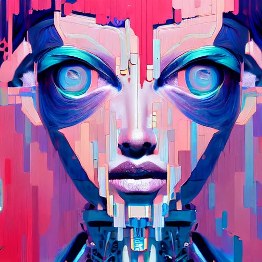 Prompt: palette knife glitch artwork of a cybernetic princess, sharp focus, by james jean, by rossdraws, frank franzzeta, sakimichan