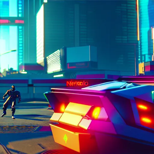 Image similar to cyberpunk 2 0 7 0, nintendo 6 4 screenshot, low poly, aliased