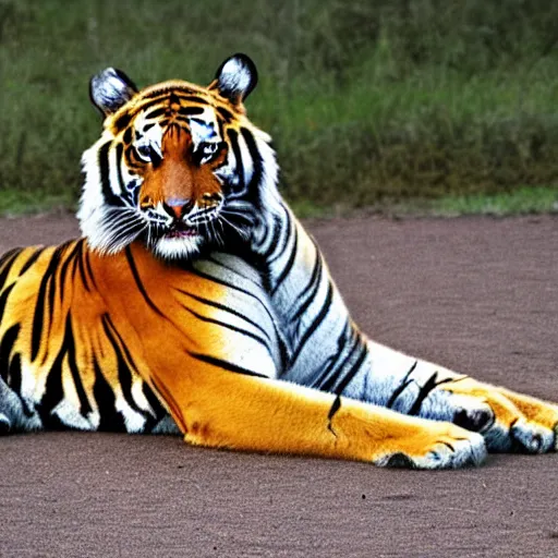 Image similar to A tiger showing off his muscles, featured on deviantart