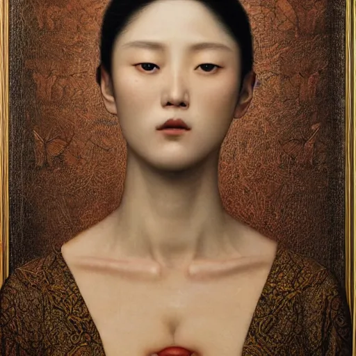 Prompt: Lee Jin-Eun by Dino Valls, rule of thirds, seductive look, beautiful