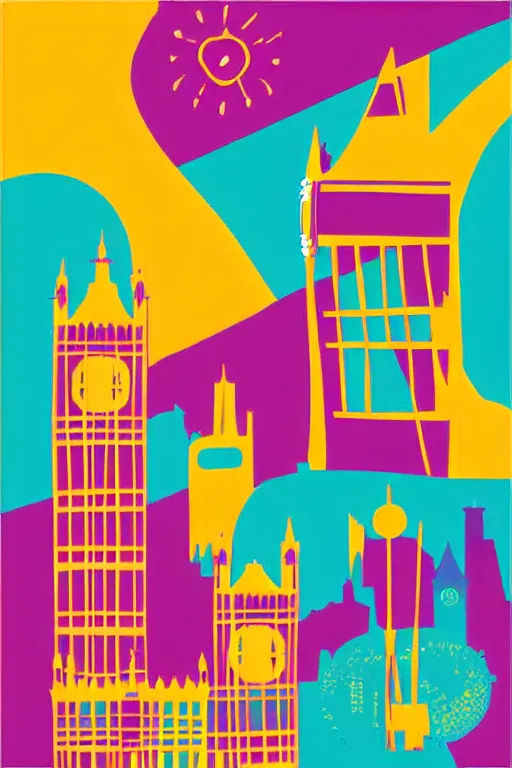 Prompt: minimalist boho style art of colorful london, illustration, vector art