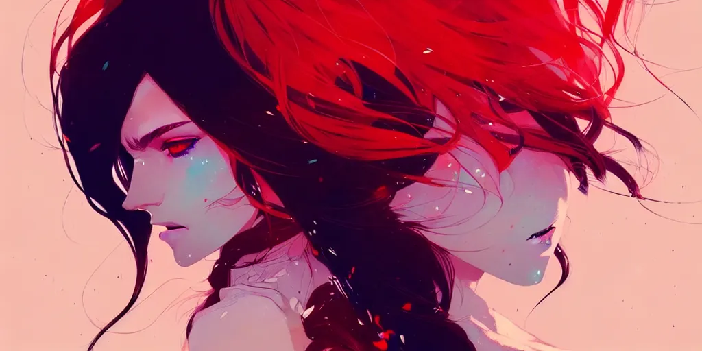 Image similar to a ultradetailed beautiful panting of a stylish woman with flowing hair, by conrad roset, greg rutkowski and makoto shinkai, trending on artstation