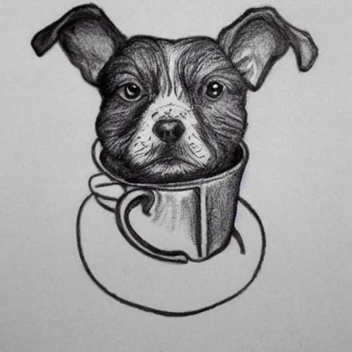 Prompt: cappacinno froth art top drawing of a dog