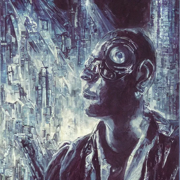 Image similar to A painting of Neuromancer