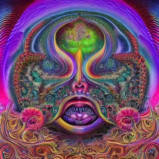 Image similar to psychedelic album cover in the style of Hannah Yata and Alex Grey 4k