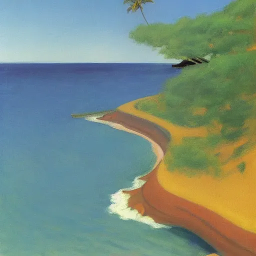 Prompt: painting of Hawaii, 1982, by Edward Hopper