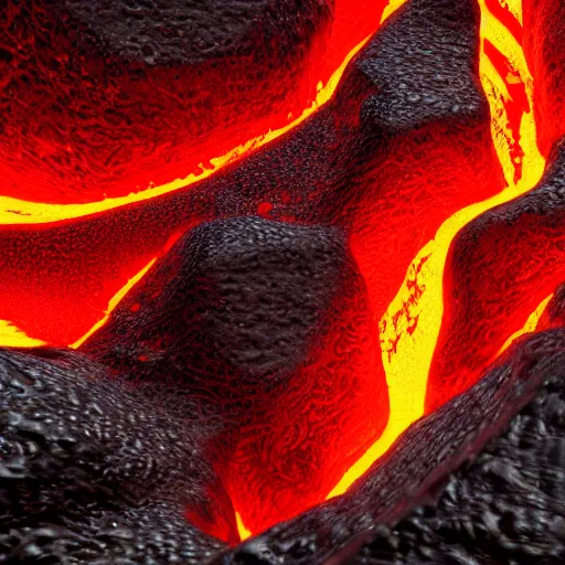 Image similar to close up of the crusty surface of lava, with the lava glowing from underneath, 8k, octane render, ultra realistic, trending on artstation,