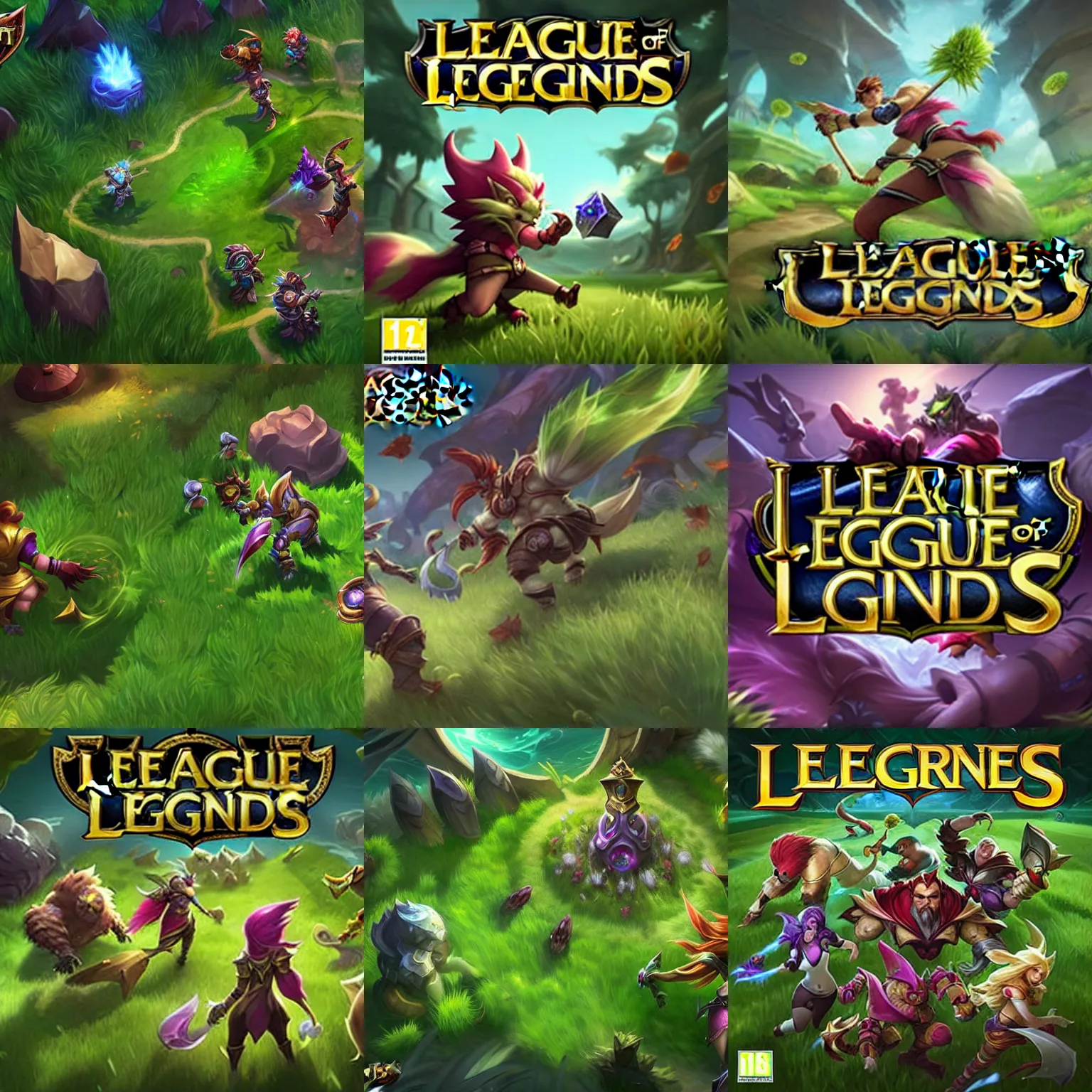 Prompt: League of Legends: \'Touch Grass\' edition, with title saying \'go touch grass\'. cover art, high definition