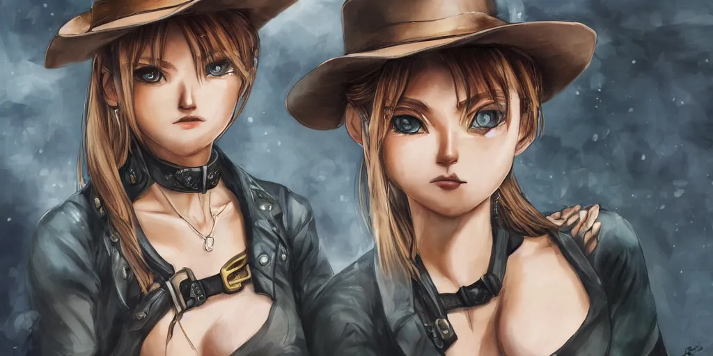 Image similar to a portrait one person, complexity, global lighting, detail, ultra sharpness, beautiful female sheriff body from games yoshihiro togashi style, big eyes, plump lips, a gunshot, global lighting, western saloon theme, detailed faces, blank faces, style by huyy nguyen,