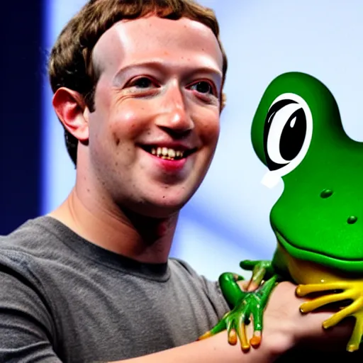 Image similar to mark zuckerberg holding a frog