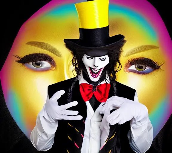 Image similar to grim-hatter, professional photoshoot, neochrome acid colors H 576