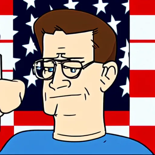 Prompt: Hank Hill as president of the united states in the style of king of the hill