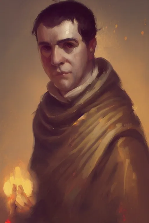 Image similar to thomas aquinas by Greg Rutkowski, painting, portrait, D&D, trending on artstation