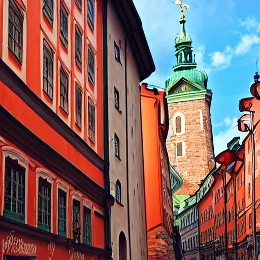 Image similar to stockholm gamla stan, in the style of anime