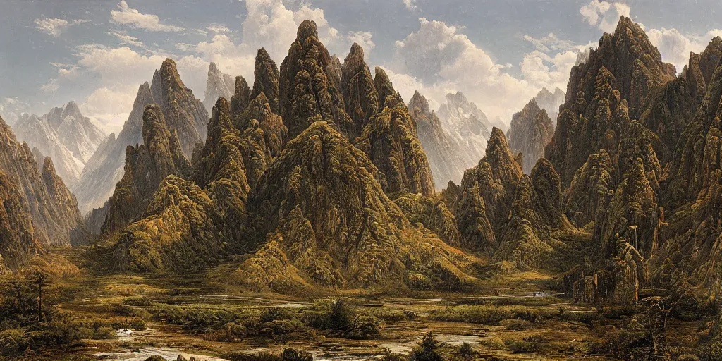 Image similar to Intricate mountainous landscape in the depths of China by Ivan Shishkin