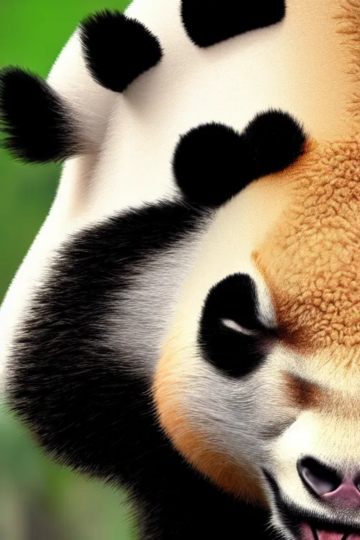 Image similar to a wonderful hybrid animal from a genetic mixture from a giraffe and a panda | realistic | 8k | sharp focus