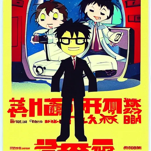 Prompt: “anime about a traveling robot salesman. Movie poster.”