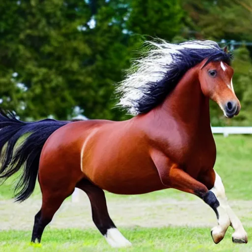 Image similar to horse galloping with a long graceful mane and shimmering coat