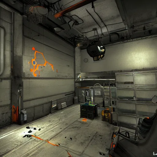 Prompt: Half life 2 level from the 2004 PC game Half life, gameplay screenshot, trending on Artstation, detailed, in the style of Viktor Antonov