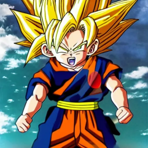 Prompt: goten going super saiyan