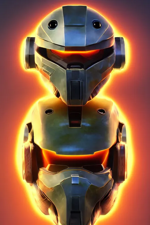 Image similar to robot ninja mask helmet halo master chief radiating a glowing aura global illumination ray tracing hdr fanart arstation by ian pesty and katarzyna da „ bek - chmiel