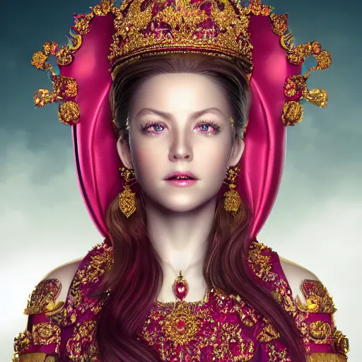 Image similar to portrait of royal princess of ruby with fair skin, ornate 8 k gorgeous intricate detailed, accent lighting, dramatic light, octane render