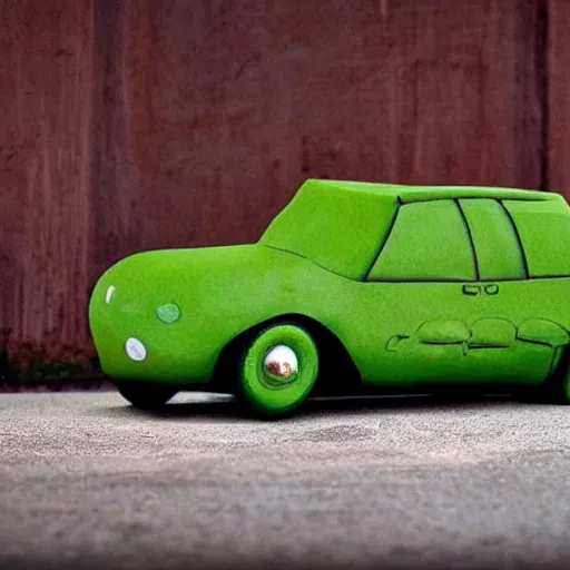 Image similar to a car made out of a pickle,