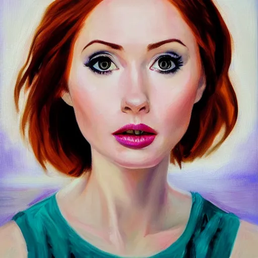 Prompt: Karen Gillan, oil painting, portrait