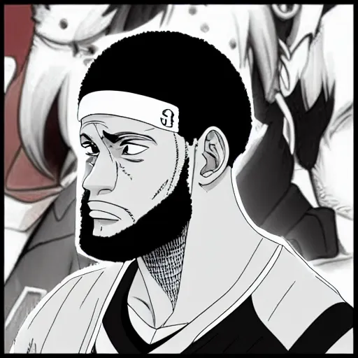 Prompt: Lebron James side profile if he was in the anime one piece, detailed, hd