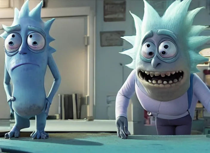 Image similar to film still of rick sanchez in the new scifi movie 4 k,,,,,,,,,,,,,,,,,,,,,,,,,,,,,,,,,,,,,,,,,,,,,,,, monsters inc rick and morty