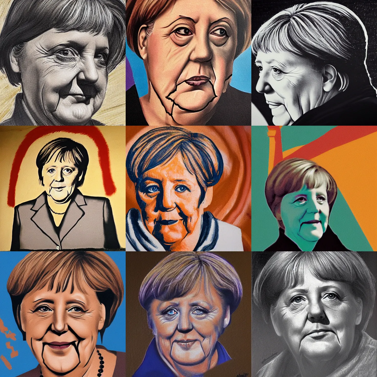 Prompt: portrait of angela merkel, cave painting