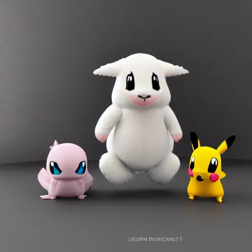 Image similar to pokemon desconocidos cutie stuffed animal friends, unreal ungine 5, octane render, cinema 4 d