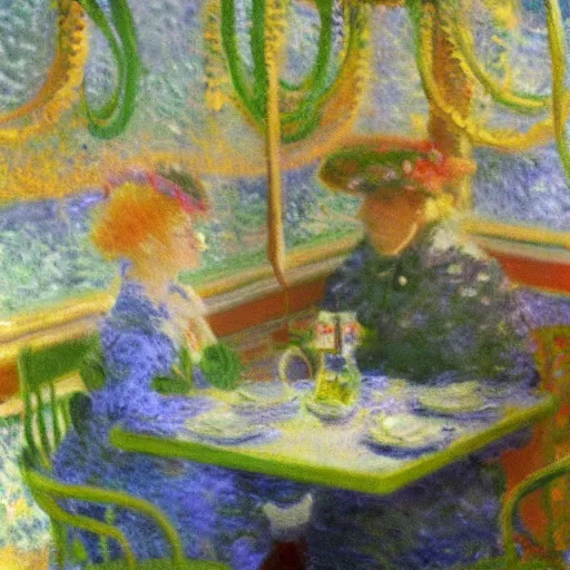 Prompt: monet style octopus eating mcdonald's