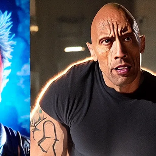 Image similar to the rock as rick sanchez