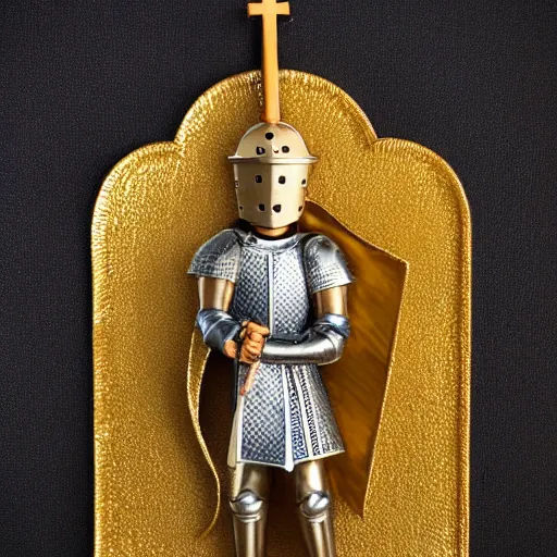 Image similar to holy knight in golden armor with a runnic sword