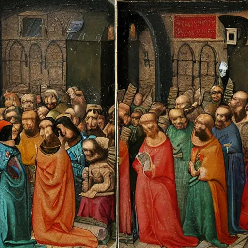 Image similar to gpus go brrr, as a medieval painting