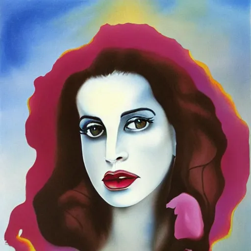 Image similar to lana del rey painted by salvador dali