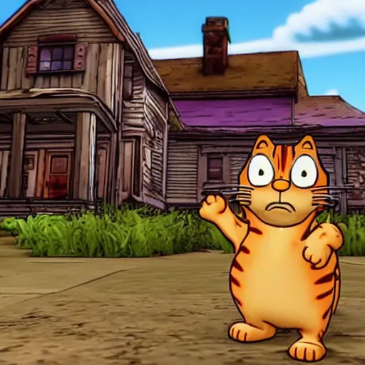 Image similar to garfield the cat, in telltale ’ s walking dead video game