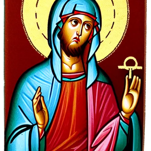 Image similar to virgin mary smoking a joint orthodox iconography