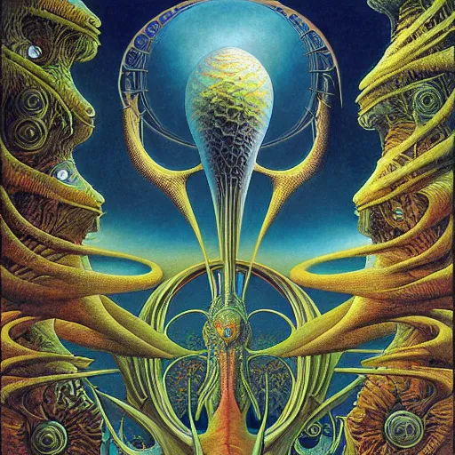 Image similar to divine chaos engine by roger dean and andrew ferez and daniel merriam, symbolist, visionary, art forms of nature by ernst haeckel