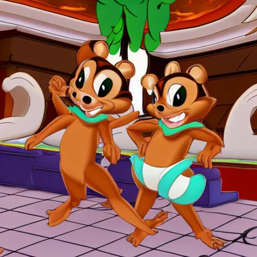 Prompt: Chip and Dale as Chippendales, ultra-detailed, 8k resolution, hyperreality