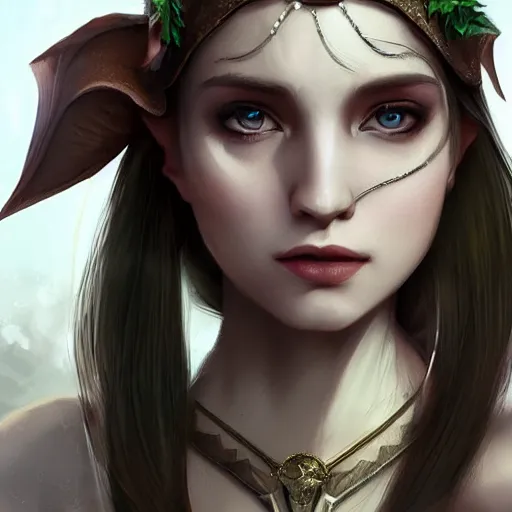 Prompt: Frontal portrait of a young, beautiful and elegant female elf, full of details, matte painting, concept art, smooth, by Kittichai Rueangchaichan and Ina Wong and wlop，trending on cgsociety and artstation，8kHDR，light effect，rtx on，-H 768