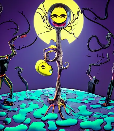 Image similar to Tim Burton style The Watchmen by Alex Pardee and Nekro and Petros Afshar, and James McDermott,unstirred paint, vivid color, cgsociety 4K