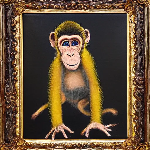 Prompt: five star award winning monkey Oil Painting